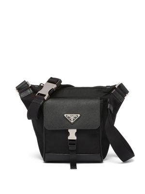 Prada recycled nylon Saffiano leather shoulder bag - Black