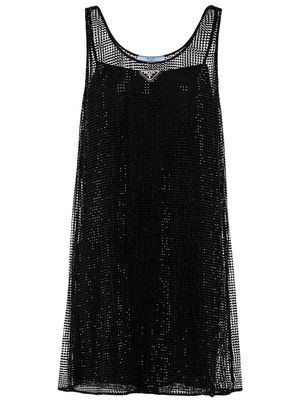 Prada rhinestone-embellished shift dress - Black
