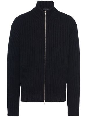 Prada ribbed-knit zip-up cardigan - Black