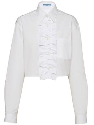 Prada ruffle-front poplin shirt - White