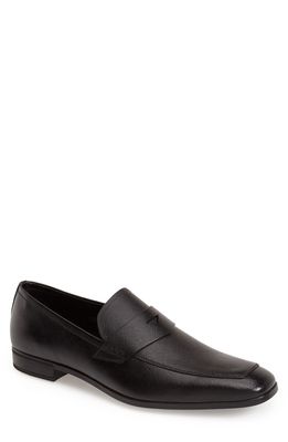 Prada Saffiano Leather Penny Loafer in Black