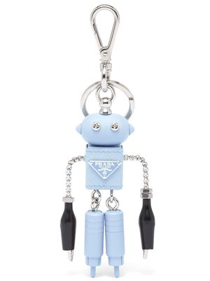 Prada Saffiano leather robot keychain - Blue
