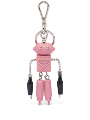 Prada Saffiano leather robot trick keychain - Pink
