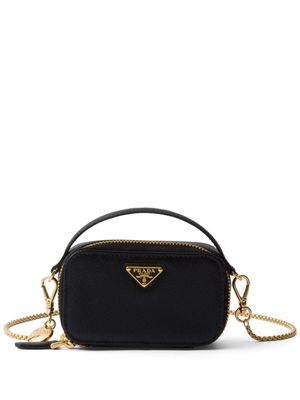 Prada Saffiano-leather triangle-logo mini bag - Black