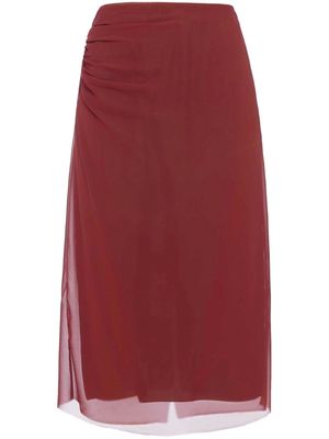 Prada semi-sheer midi pencil skirt - Red