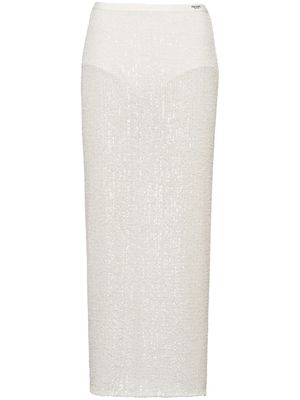 Prada sequin-embellished midi skirt - White