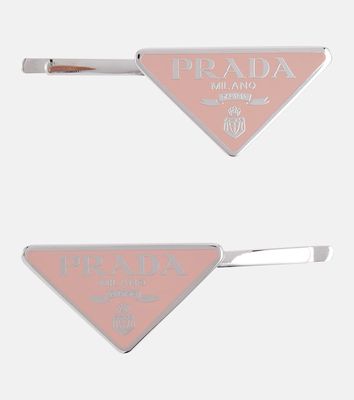 Prada Set of 2 logo hair clips