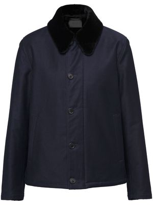 Prada shearling-collar button-up jacket - Blue