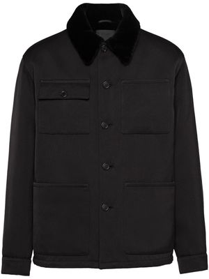 Prada shearling-collar cotton coat - Black