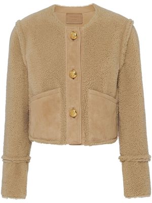 Prada shearling cropped jacket - Neutrals