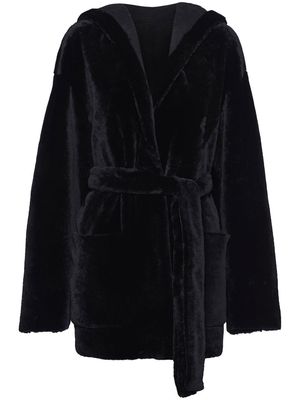 Prada shearling deconstructed-caban jacket - Black