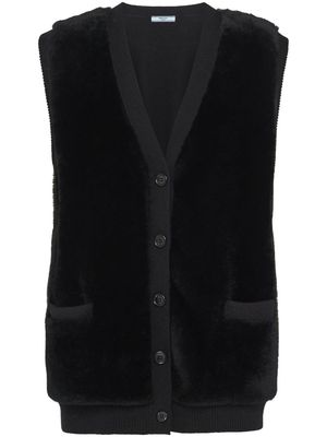Prada shearling-panelled cashmere vest - Black