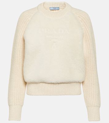 Prada Shearling-trimmed alpaca sweater