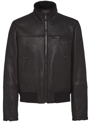 Prada sheepskin bomber jacket - Black