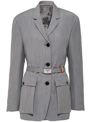 Prada single-breasted belted blazer - Grey