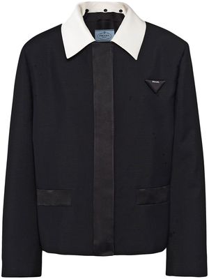 Prada single-breasted contrast-collar jacket - Black