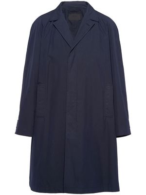 Prada single-breasted cotton overcoat - Blue