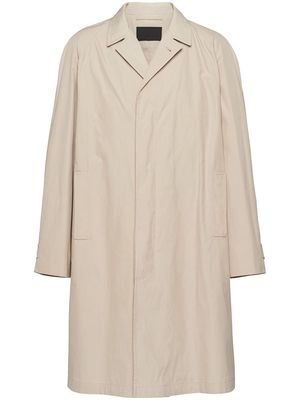 Prada single-breasted cotton overcoat - Neutrals