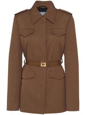 Prada single-breasted gabardine jacket - Brown
