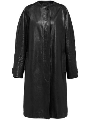 Prada single-breasted leather coat - Black