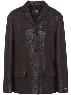 Prada single-breasted leather jacket - Brown