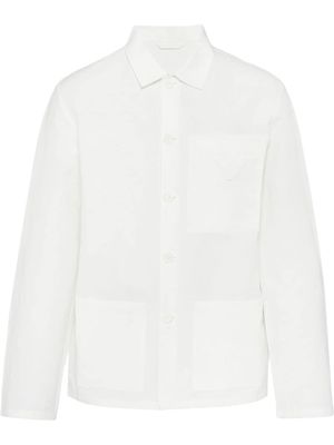 Prada single-breasted linen shirt jacket - White