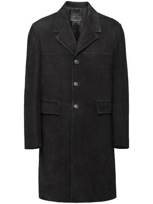Prada single-breasted suede coat - Black