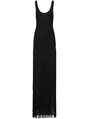 Prada sleeveless fringed knitted dress - Black