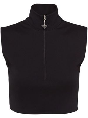 Prada sleeveless roll-neck crop top - Black