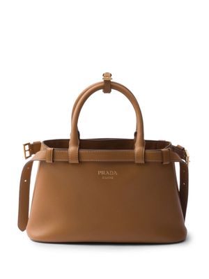 Prada small belted leather two-way bag - Brown