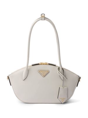 Prada small enamel triangle logo leather handbag - White