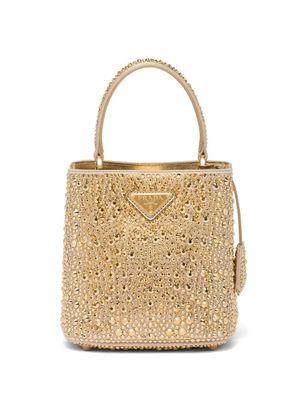 Prada small Panier crystal-embellished tote bag - Gold