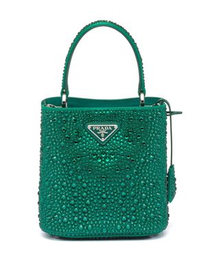 Prada small Panier crystal-embellished tote bag - Green