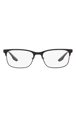 PRADA SPORT 55mm Rectangular Optical Glasses in Rubber Black
