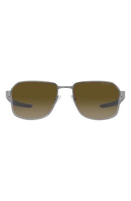 PRADA SPORT 57mm Gradient Rectangular Sunglasses in Gunmetal