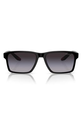 PRADA SPORT 58mm Gradient Rectangular Sunglasses in Black