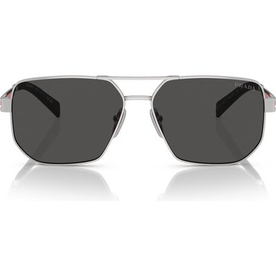 PRADA SPORT 59mm Pilot Sunglasses in Silver 