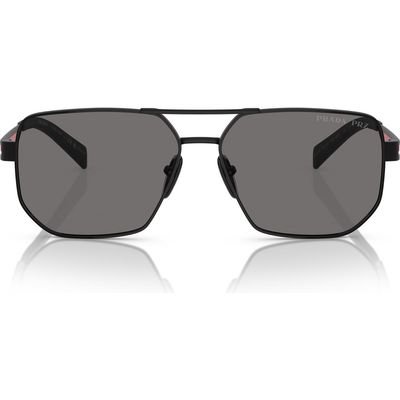 PRADA SPORT 59mm Polarized Pilot Sunglasses in Matte Black 