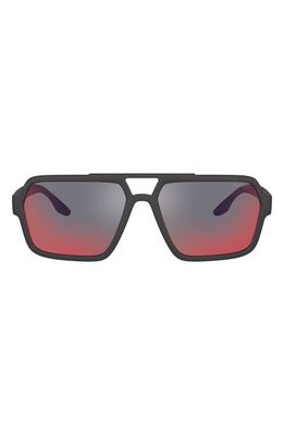 PRADA SPORT 59mm Rectangle Sunglasses in Black/Grey/Blue/Red Mirror