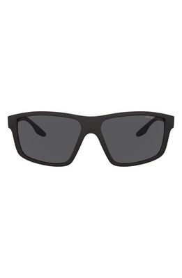 PRADA SPORT 60mm Polarized Rectangular Sunglasses in Black/Dark Grey