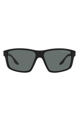 PRADA SPORT 60mm Polarized Rectangular Sunglasses in Dark Grey Polarized