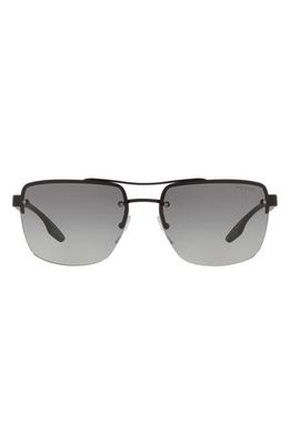 PRADA SPORT 62mm Gradient Oversize Square Sunglasses in Rubber Black