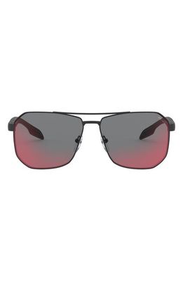 PRADA SPORT 62mm Oversize Pillow Sunglasses in Rubber Black