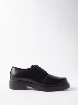 Prada - Square-toe Leather Derby Shoes - Mens - Black