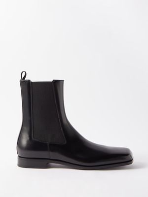 Prada - Square-toe Patent-leather Chelsea Boots - Mens - Black