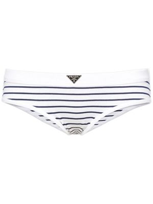 Prada striped cotton brief shorts - White