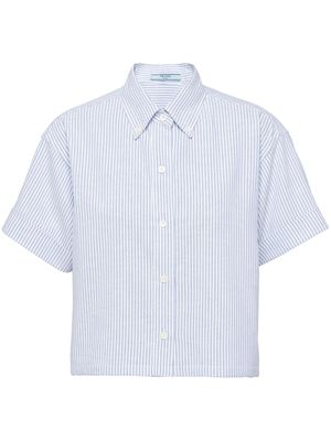 Prada striped cropped oxford shirt - Blue