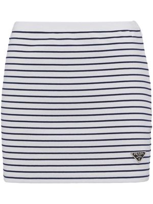 Prada striped jersey mini skirt - Blue
