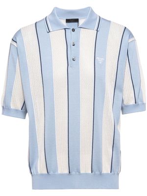 Prada striped knitted polo shirt - Blue