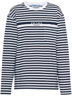 Prada striped logo-print T-shirt - Blue